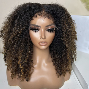 4C bords ombre couleur <span class=keywords><strong>crépus</strong></span> bouclés <span class=keywords><strong>cheveux</strong></span> humains avant de lacet perruques <span class=keywords><strong>pour</strong></span> les femmes HD Transparent dentelle frontale perruques avec des <span class=keywords><strong>cheveux</strong></span> de bébé bouclés - Product Image 2