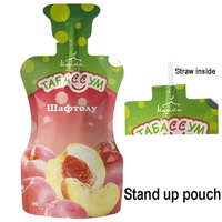 Sachets en plastique personnalisés pour boissons liquides avec paille, pour machine de remplissage de jus en aluminium, pochettes verticales à bec verseur