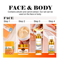Kit 5-en-1 de haute qualité au collagène végétalien, arbutine, papaye, carotte, éclaircissant, anti-âge, anti-taches, soin de la peau avec acide kojique