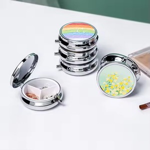 Promotional Metal Plastic Pill Box Pocket Size Pill Box Round Shape Competitive Metal Pill Organizer
