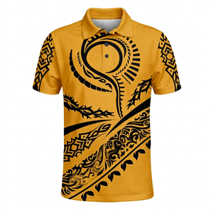 Polo de Hombre con Diseño Tribal, Colores Sólidos, Transpirable y de Secado Rápido, Ropa Casual, Logotipo Personalizado, Tejido de Punto - Product Image 1