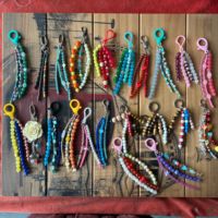 Porte-clés en perles colorées à faire soi-même, fait à la main, pour enfants, breloques pour sac d'école, pendentif mignon en forme de cœur, nœud, fleur, pompon, cadeaux pour filles