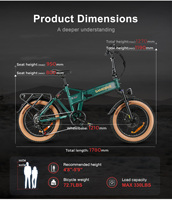 Nouveau Vélo Électrique Fat Tire 20 Pouces OEM, Moteur Haute Puissance 250W1000D, 7 Vitesses, Batterie 15AH, avec Porte-Bagages Arrière