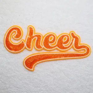 Wholesale Embroidery Gold Love Cheer Sequin Patch Logo Iron On Chenille Sequin Patches Custom For Clothing