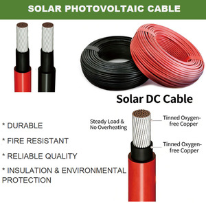 Câble solaire en cuivre rouge noir avec conducteur en cuivre PVC 6 mm 20/30/50 mètres/rouleau Câble PV pour système d'énergie photovoltaïque sans connecteur - Product Image 1