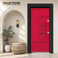 Porte d'entrée blindée moderne turque rose à poignée longue, double verrouillage multipoints, tailles personnalisées