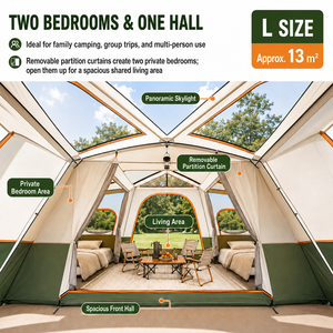 Carpa de Camping Familiar Grande Personalizada para Exteriores, de Doble Capa, 2 Habitaciones y 1 Sala de Estar, Tipo Túnel 4x5 - Product Image 2