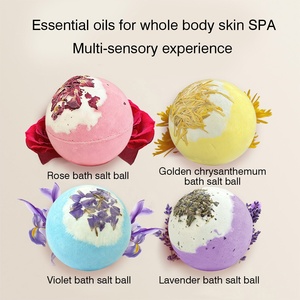 Bombes de bain aux fleurs séchées 100g, boules de bain moussantes aux huiles essentielles, bombes de bain nettoyantes bio - Product Image 1