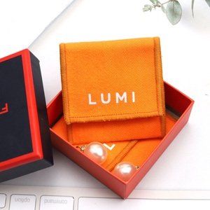 Luxury Brush Cotton Twill Envelope Ring Necklace <b>Earring</b> Packing Jewelry <b>Box</b> Bag Small Custom Logo Printed Cotton Jewelry Pouch - Product Image 3