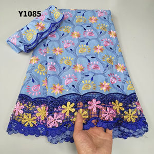 Broderie Africaine en Gros Suisse 100% Coton Voile Dentelle Tissu avec Pierres pour Ensemble Vêtement 5Y+2 Autriche Brodé - Product Image 3