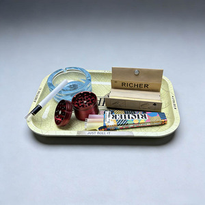 Portable Travel Smoking <b>Kit</b> King Size <b>Rolling</b> Paper Set with Mini Grinder Metal Tray Smell Proof Bag Smoking Set - Product Image 1