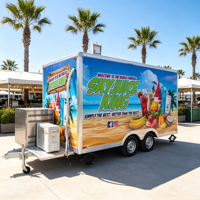 Remorque alimentaire mobile multifonctionnelle et compacte avec étagères de rangement empilables pour confiseries, petits cafés et salons de thé