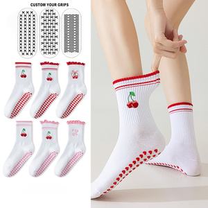 Custom Logo Anti Slip Gym Fitness <b>Socks</b> Custom Embroidery Logo Grip Yoga Pilates <b>Socks</b> for Women - Product Image 2