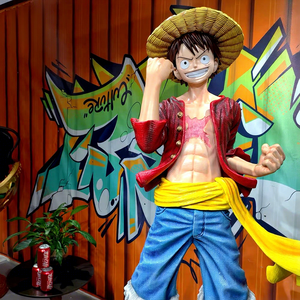 Statue en résine de fibre de verre sculptée à l'échelle 1:1 de Monkey D. <span class=keywords><strong>Luffy</strong></span>, imperméable, figurine d'anime, objet de collection, décoration - Product Image 5
