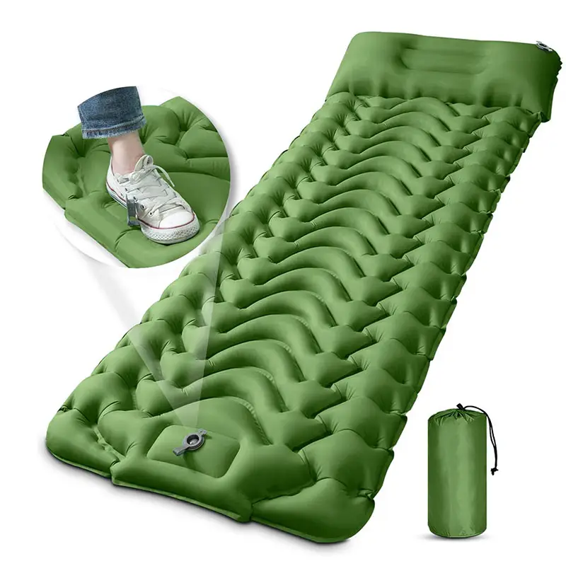 Ultralight camping mat aria rivestimento in TPU campeggio materasso ad aria con pompa a pedale di Nylon ripstop gonfiabile mat