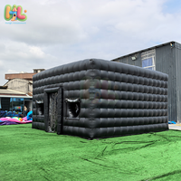 Vente d'usine - Tente de fête gonflable pour discothèque en tissu Oxford noir 16,5x20 pieds avec souffleur électrique