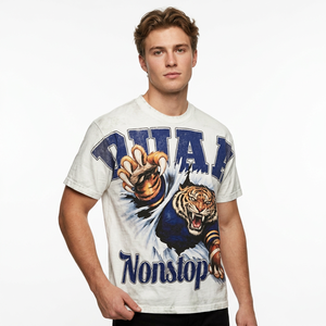 T-shirt surdimensionné à lettres en strass, 100% coton tricoté, streetwear, manches courtes, col rond, tee-shirt pour homme - Product Image 3
