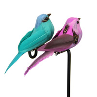 Petit oiseau artificiel en plumes réalistes, style forêt, pour décoration de jardin et d'horticulture, artisanat fait main en PVC, fausse oiseauïne pastorale de campagne