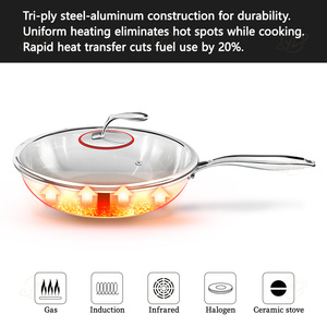 Poêle à frire YITIAN <span class=keywords><strong>de</strong></span> haute qualité antiadhésive en acier inoxydable 304 430 avec couvercle en verre alvéolé, ustensile <span class=keywords><strong>de</strong></span> <span class=keywords><strong>cuisson</strong></span> en métal pour une <span class=keywords><strong>cuisson</strong></span> efficace - Product Image 5