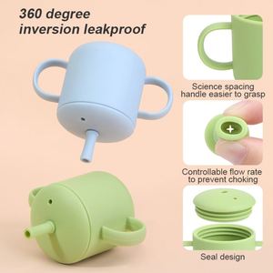 Vaso Antiderrames de Silicona de Grado Alimenticio 360° para Bebés, Libre de BPA, con Pajita y Asa, para Niños Pequeños, para Comer y Beber - Product Image 2