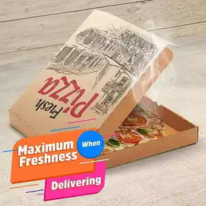 Factory Direct Natural Logo Printing 10 12 14 16 18 Inch Kraft Corrugated Paper Restaurant Delivery Containers Pizza Boxes