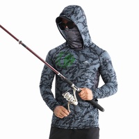 Chemise de pêche anti-UV en soie glacée avec capuche amovible et protection intégrale du visage, du nez et du cou, pour la pêche en bateau et sur le rivage, sans risque de coups de soleil.