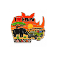 Aimant de réfrigérateur en alliage de haute qualité, motif famille d'éléphants de la savane du Kenya, design émaillé, artisanat en alliage durable, collection de voyage, cadeau