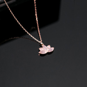 Elegante Collar con Colgante de Flor de Loto en Plata de Ley 925, Chapado en Oro Rosa, Joyería de <span class=keywords><strong>Jade</strong></span> para Mujer - Product Image 3