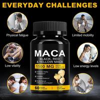 Cápsulas de Extracto de Raíz de Maca Negra, Roja y Amarilla de 1500 mg en Oferta, para Aumentar la Vitalidad Masculina, la Energía y Apoyar la Salud Reproductiva