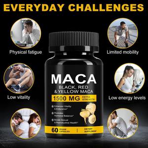 Cápsulas de Extracto de Raíz de Maca Negra, Roja y Amarilla de 1500 mg en Oferta, para Aumentar la Vitalidad Masculina, la Energía y Apoyar la Salud Reproductiva - Product Image 5