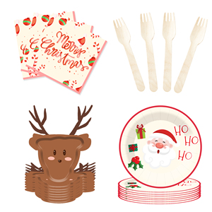 Ensemble de vaisselle de Noël créatif DAMAI comprenant des assiettes en papier en forme de cerf, des gobelets et des serviettes pour la décoration de table de fête de Noël - Product Image 4