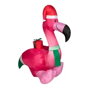 Xmas 2024 supplier holiday yard outdoor decoration inflatable christmas flamingo build in led