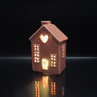Maison en céramique de style art populaire américain personnalisé avec lumières électriques