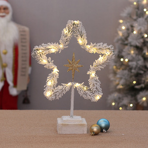 Décoration de Noël floquée lumineuse en forme d'étoile de Noël et de flocon de neige, taille moyenne, pour arbre de Noël - Product Image 4