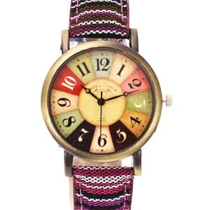 Accesorios de Joyería de Moda, Estilo Boho Hippie, Correa de Tela Tejida de Cuero con Patrón de Arcoíris Multicolor, Relojes de Regalo - Product Image 2