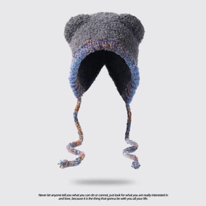 <span class=keywords><strong>Bonnet</strong></span> d'hiver unisexe en tricot doux et moelleux avec oreilles d'ours, pompons bouclés, 100% acrylique, idéal <span class=keywords><strong>pour</strong></span> le ski - Product Image 4