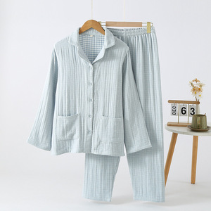 <span class=keywords><strong>Conjunto</strong></span> de <span class=keywords><strong>Pijamas</strong></span> de Algodón Puro de 4 Capas con Borde Reforzado para <span class=keywords><strong>Parejas</strong></span>, Grueso, 100% Algodón, para Otoño e <span class=keywords><strong>Invierno</strong></span>, Venta al Por Mayor - Product Image 3