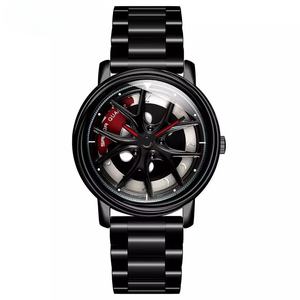 Reloj Deportivo de Moda para Hombre al por Mayor, Reloj de Cuarzo Impermeable de Acero Inoxidable con Esfera Giratoria de 360 Grados con Diseño Creativo de Rueda de Coche - Product Image 3