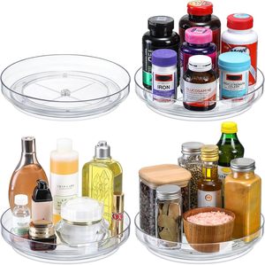 360 in acrilico trasparente rotante Spice Organizer Lazy Susan contenitore condimenti condimenti organizzare <span class=keywords><strong>per</strong></span> armadio da cucina - Product Image 1