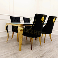 Ensemble de table et chaises de salle à manger de luxe en acier inoxydable et marbre, style italien, pour 4, 6 ou 8 personnes, idéal pour restaurant
