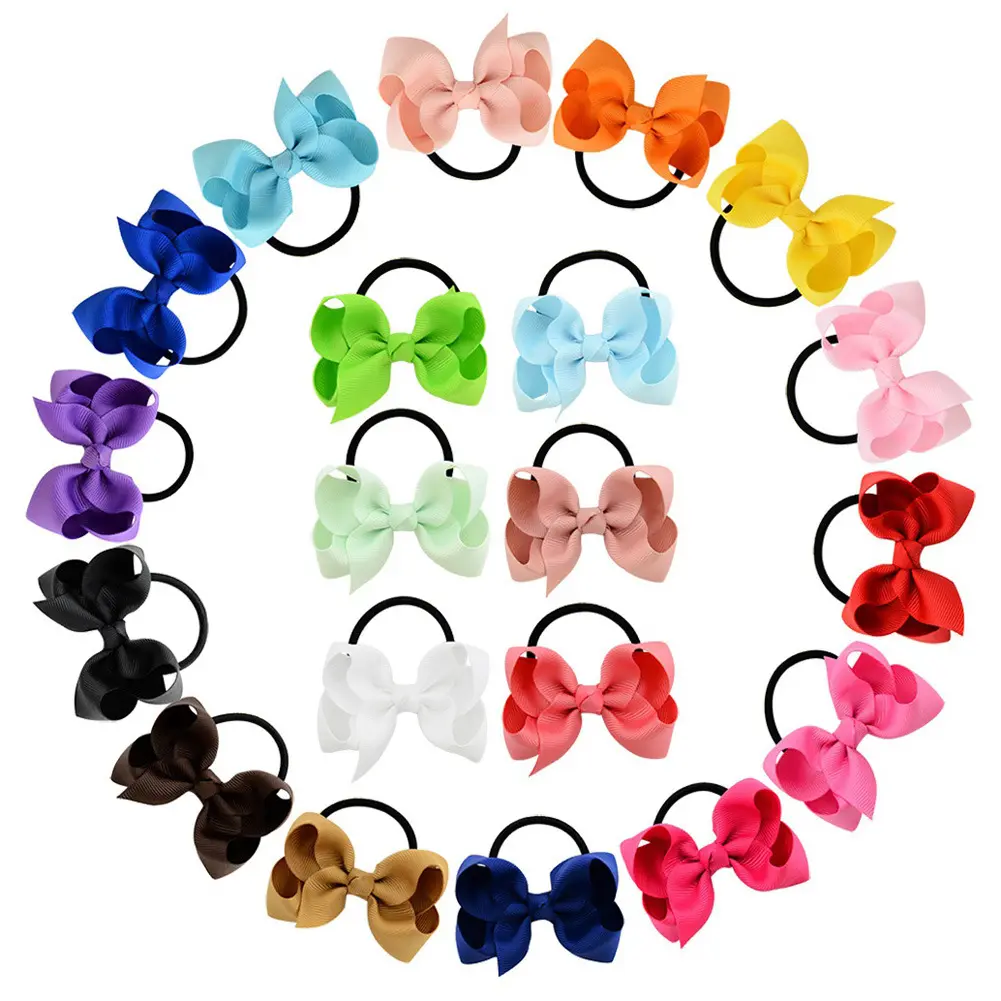 Cute Kids Hair Bows 20 Color Hot Sale European And American Children's Hair Accessories Solid Color Baby Hair Rope