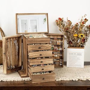 Boîte de rangement pour bijoux en bois massif sur mesure avec tiroirs et miroir, organisateur de bijoux en bois de luxe, fabricant OEM - Product Image 2