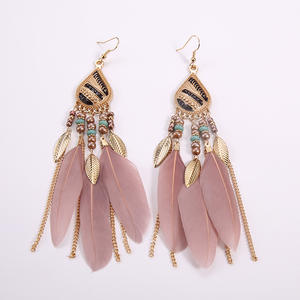 Pendientes de Plumas de Alta Gama Estilo Douyin con Borlas Largas Bohemias, Ganchos de Oreja Modernos para Chicas, Ideales para Fotos, Personalizados {Pendientes para Mujer} - Product Image 4