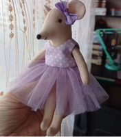 Boneka Tikus Kain Katun Buatan Tangan Boneka Tikus Kerajinan Tikus Mainan Lembut Hadiah untuk Anak Perempuan dengan Gaun dan Pakaian