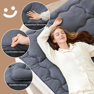 <strong>Mattress</strong> Floor <strong>Mattress</strong>, 4" Foldable Roll up <strong>Bed</strong> <strong>Mattress</strong> <strong>Topper</strong> with Elastic Straps, Tatami Mat Sleeping Pad for Camping, Grey - Product Image 5