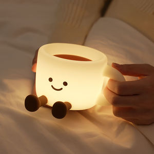 Coffee Cup Silicone Night <b>Light</b> <b>USB</b> <b>Rechargeable</b> LED Kids Bedroom Tap Control Color Changing RGB Dimmable Lamp - Product Image 2
