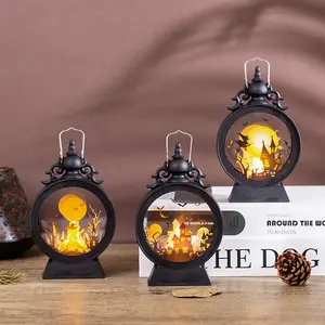 Halloween Decoration LED Hand Wind Lamp Oil Lantern Electronic Candle Night Light Candlestick Holiday Lighting Ornaments