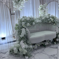 Dekorasi Pernikahan Elegan Boho Ivory White Mawar Buatan Eucalyptus 200x40cm, Hiasan Tepi Panggung, Jalan Setapak, Perlengkapan Dekorasi, Rangkaian Bunga Lantai