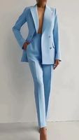 Ensemble tailleur décontracté printemps-automne pour femme, élégant, coupe ajustée, haut uni, blazer et pantalon, deux pièces, tenue de bureau 2026