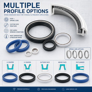 Sello de Pistón Energizado por Resorte de PTFE para Compresor de Aire Sin Aceite, Sala Limpia ISO 8573, Equivalente a Variseal, ISO 9001, En Stock - Product Image 5